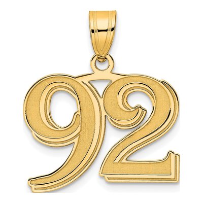 14K Yellow Gold Number 92 Pendant