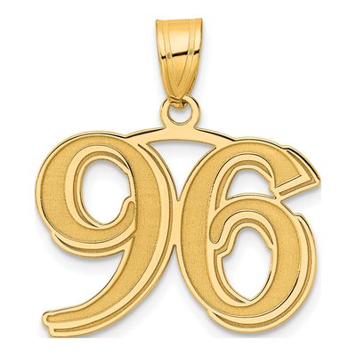 14K Yellow Gold Number 96 Pendant
