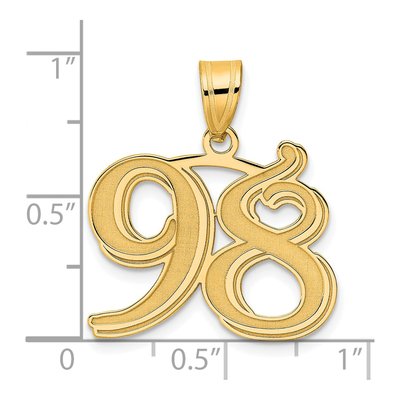14K Yellow Gold Etched Number 98 Pendant – view 5
