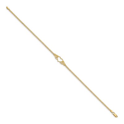 14K Yellow Gold Open Heart Filigree Anklet – view 3