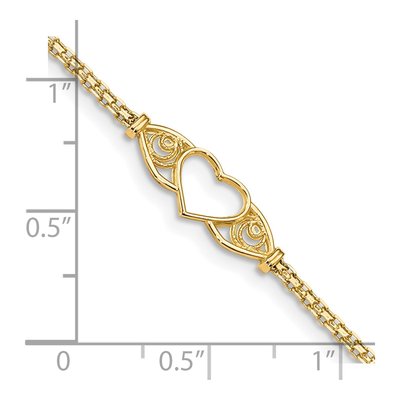 14K Yellow Gold Open Heart Filigree Anklet – view 5