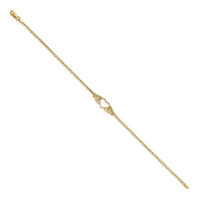 14K Yellow Gold Open Heart Filigree Anklet – view 3