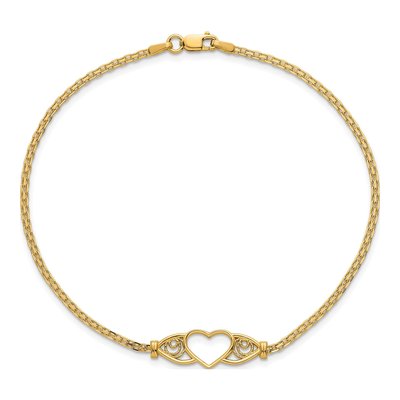14K Yellow Gold Open Heart Filigree Anklet – view 5