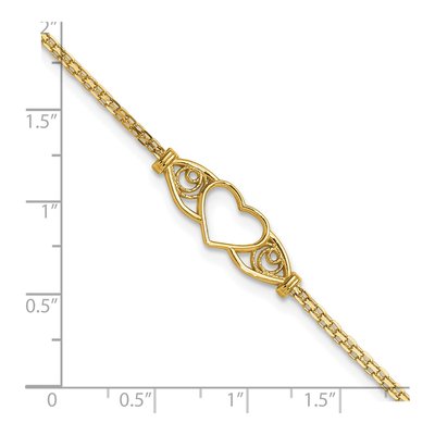 14K Yellow Gold Open Heart Filigree Anklet – view 6
