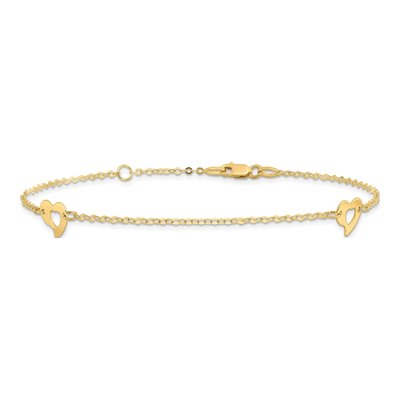 14K Yellow Gold Cut-Out Heart Anklet – view 4