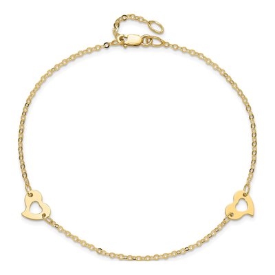 14K Yellow Gold Cut-Out Heart Anklet – view 5