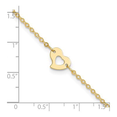 14K Yellow Gold Cut-Out Heart Anklet – view 6