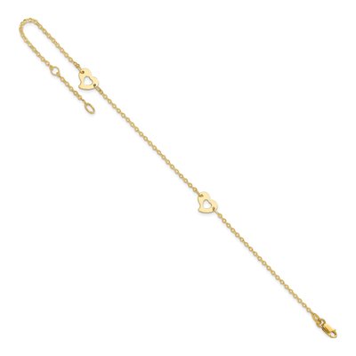 14K Yellow Gold Cut-Out Heart Anklet – view 8