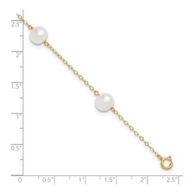 14K Yellow Gold Freshwater Cultured Pearl Near-Round 5-Station Anklet – view 5