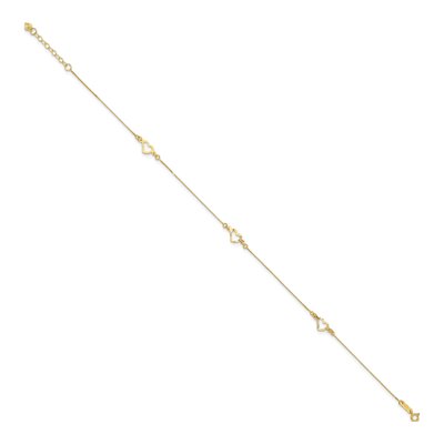 14K Yellow Gold Open Heart Anklet – view 2
