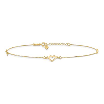 14K Yellow Gold Open Heart Anklet – view 3