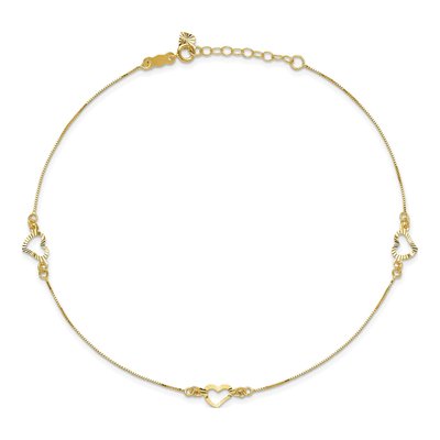 14K Yellow Gold Open Heart Anklet – view 4