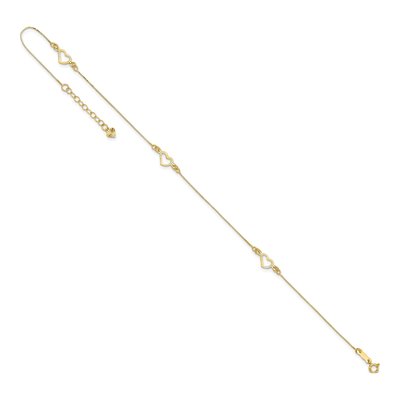 14K Yellow Gold Open Heart Anklet – view 5