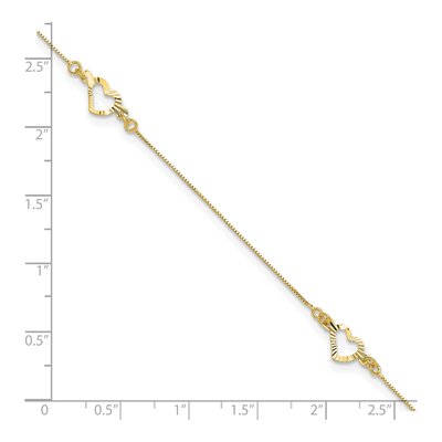 14K Yellow Gold Open Heart Anklet – view 7