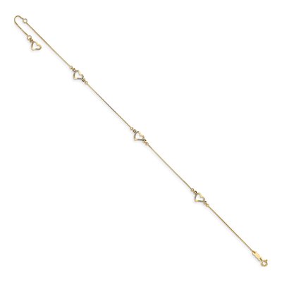 14K Yellow Gold Open Heart Anklet – view 3