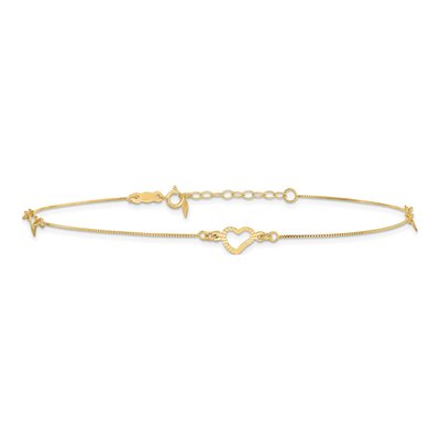 14K Yellow Gold Open Heart Anklet – view 4