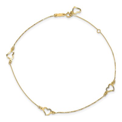 14K Yellow Gold Open Heart Anklet – view 5