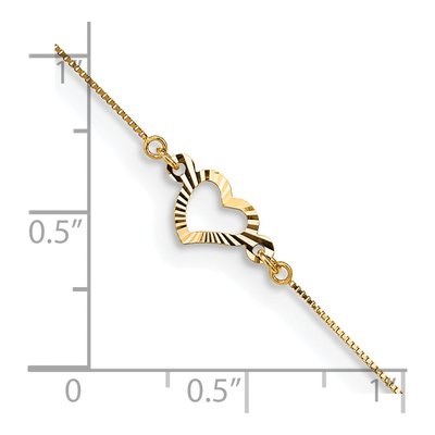14K Yellow Gold Open Heart Anklet – view 6