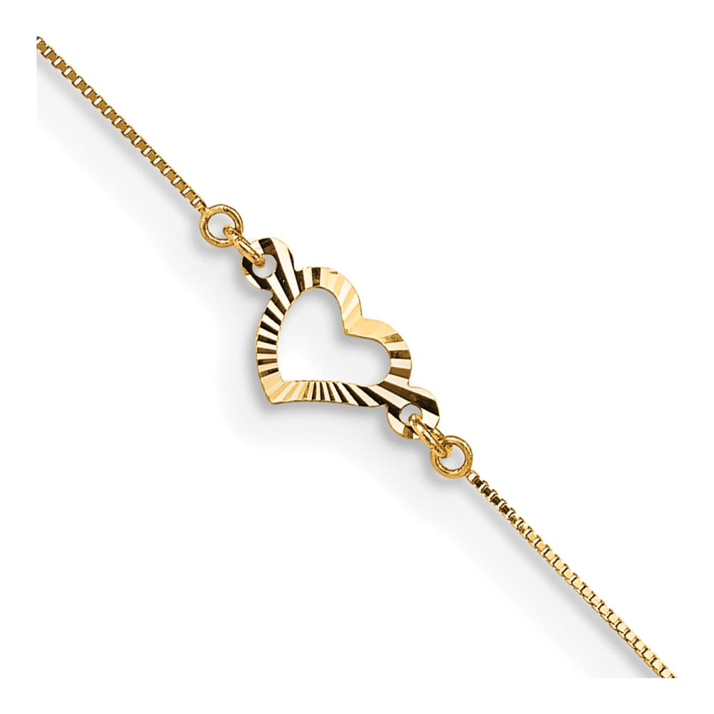 14K Yellow Gold Open Heart Anklet