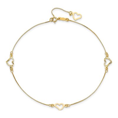 14K Yellow Gold Open Hearts Anklet – view 6