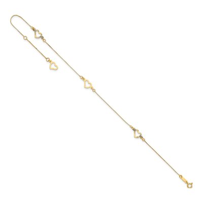 14K Yellow Gold Open Hearts Anklet – view 8