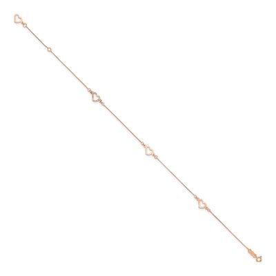 14K Rose Gold Open Hearts Anklet – view 3