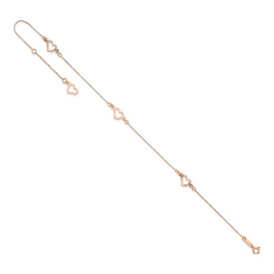 14K Rose Gold Open Hearts Anklet – view 8