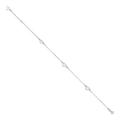 14K White Gold Open Hearts Anklet – view 3