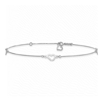 14K White Gold Open Hearts Anklet – view 4