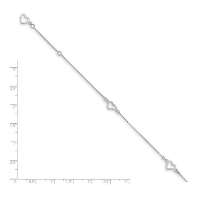 14K White Gold Open Hearts Anklet – view 5