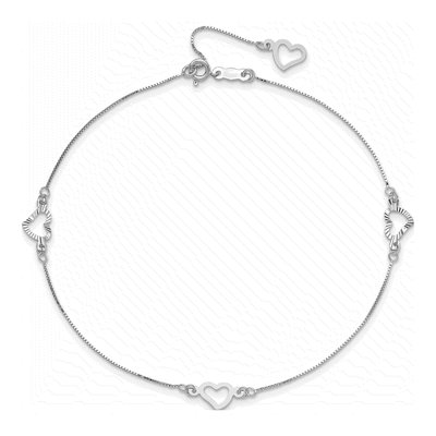 14K White Gold Open Hearts Anklet – view 6