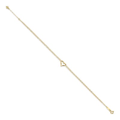 14K Yellow Gold Twisted Heart Double Strand Anklet – view 3