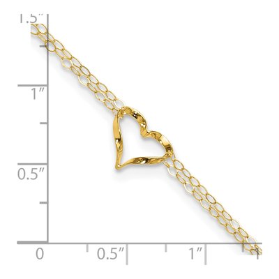 14K Yellow Gold Twisted Heart Double Strand Anklet – view 5
