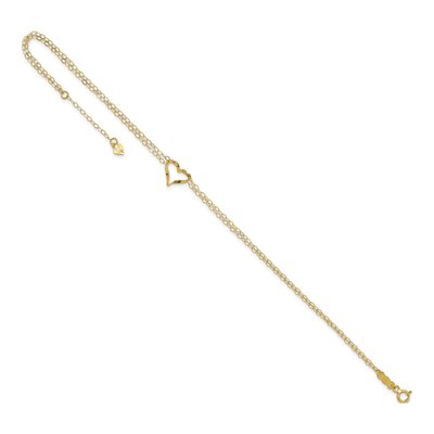 14K Yellow Gold Twisted Heart Double Strand Anklet – view 8
