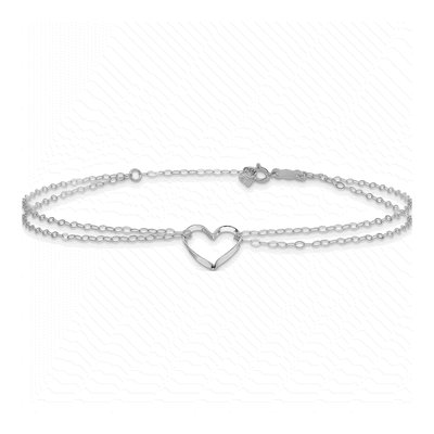 14K White Gold Twisted Heart Anklet – view 4