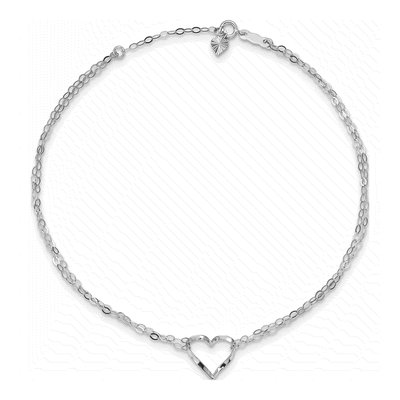 14K White Gold Twisted Heart Anklet – view 5