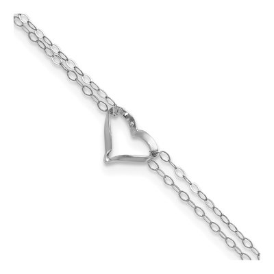 14K White Gold Twisted Heart Anklet