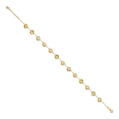 14K Yellow Gold Star Flower Ruffle Anklet – view 3