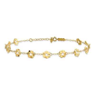 14K Yellow Gold Star Flower Ruffle Anklet – view 4