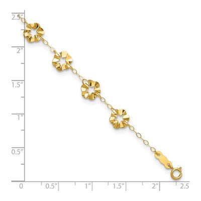 14K Yellow Gold Star Flower Ruffle Anklet – view 6