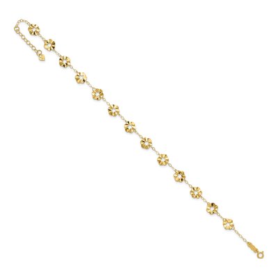 14K Yellow Gold Star Flower Ruffle Anklet – view 8