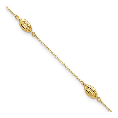 14K Yellow Gold Rice Puff Anklet