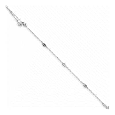 14K White Gold Diamond-Cut Rice Anklet – view 3