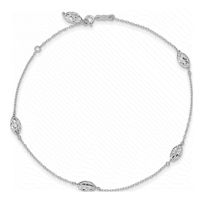 14K White Gold Diamond-Cut Rice Anklet – view 5