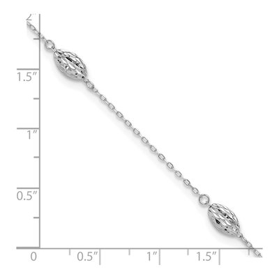 14K White Gold Diamond-Cut Rice Anklet – view 6