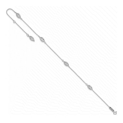 14K White Gold Diamond-Cut Rice Anklet – view 8