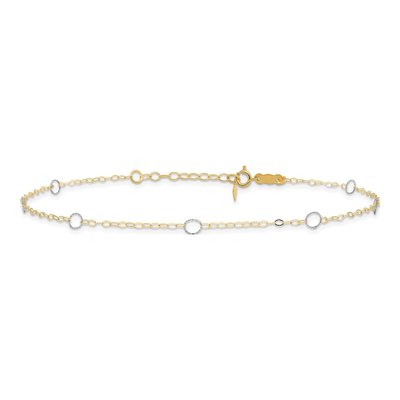 14K Two-Tone Gold Circles Station Anklet – view 4