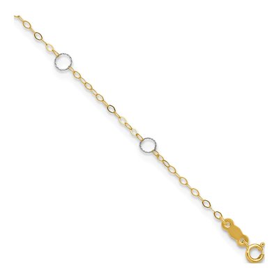 14K Two-Tone Gold Circles Station Anklet