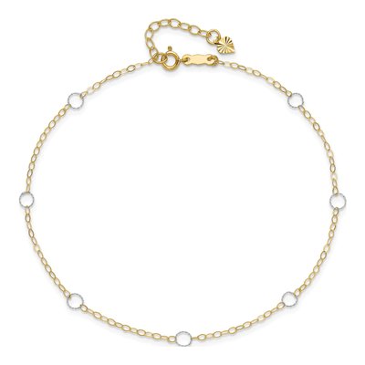 14K Two-Tone Gold Circles Station Anklet – view 6