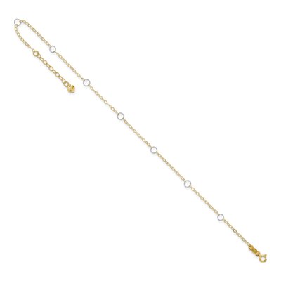 14K Two-Tone Gold Circles Station Anklet – view 8